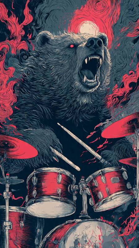 Bear Man Vs Drum Set