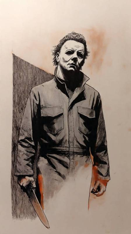 Michael Myers Smeared Blood Drawing