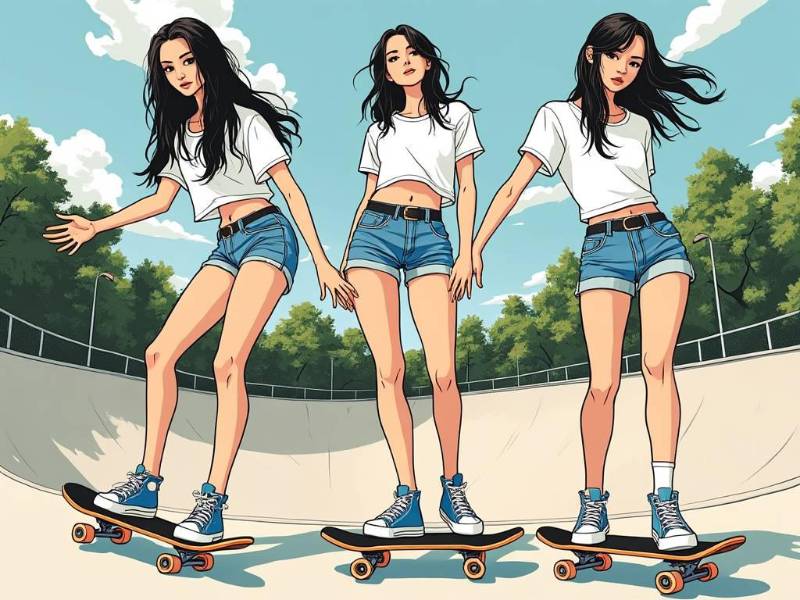 Skater Girl In Motion