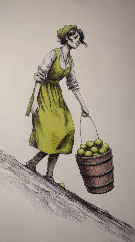 Woman With Apples Looking Bummed Out
